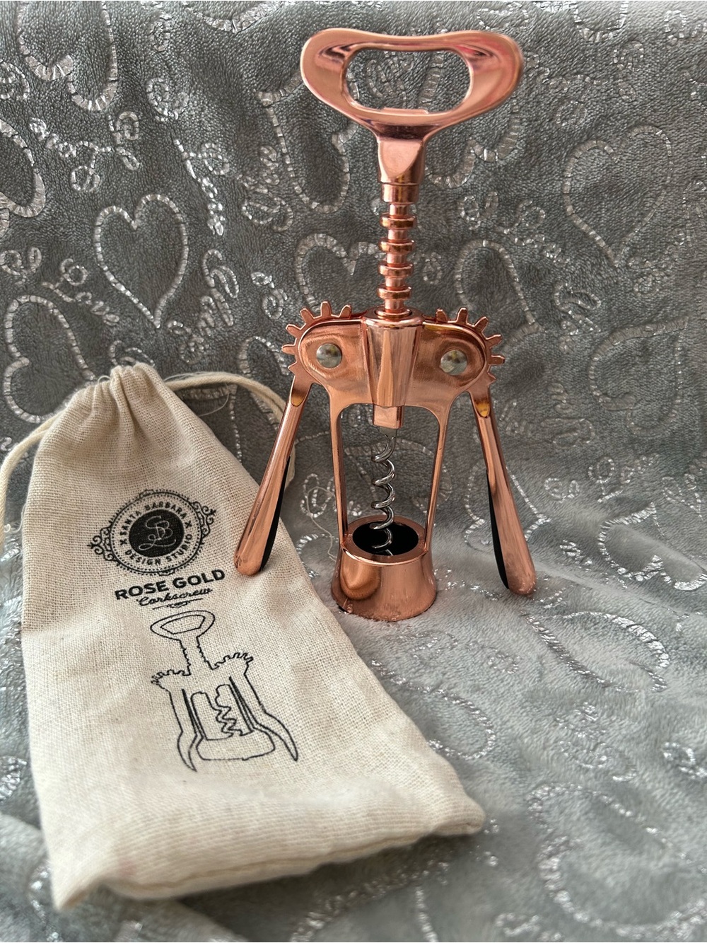 NEW Santa Barbara Design Co., Lg, Rose Gold Winged Corkscrew Bottle Opener